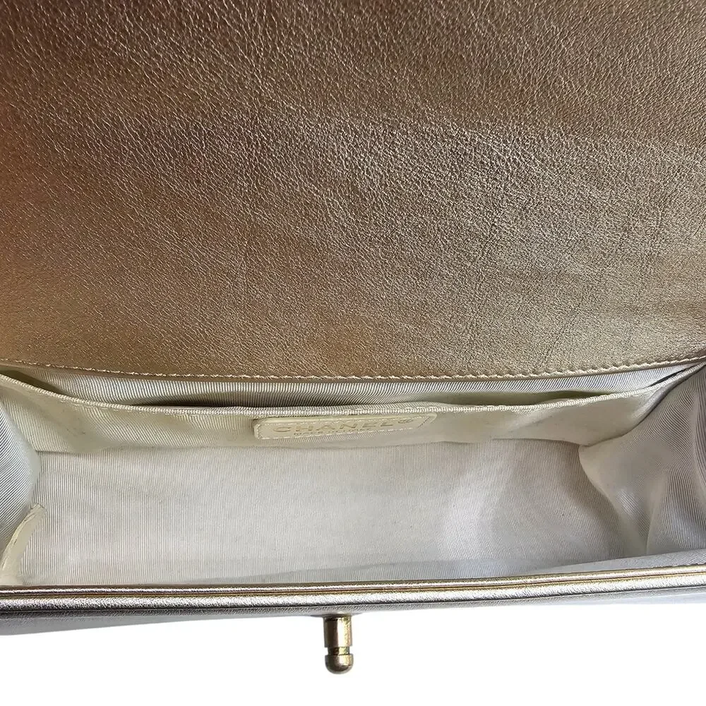 Chanel Medium Boy Perforated Gold Leather with Antique GHW